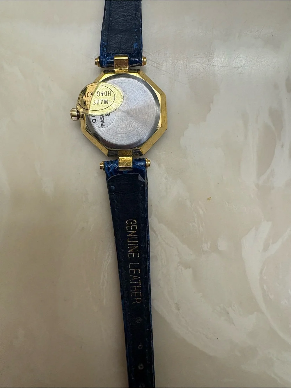 Vintage Pierre Nicol Faceted Black Watch with Blue Leather Strap